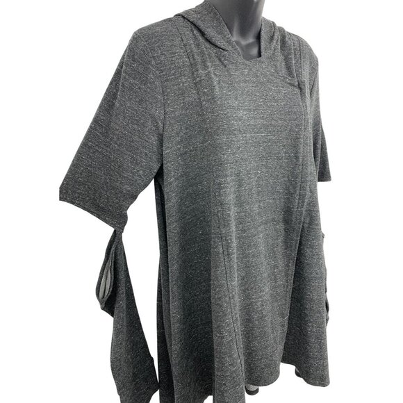 Terez Women Gray Sweater Jacket Top Large Short Sleeve Cut Out Asymmetrical New - Picture 5 of 11